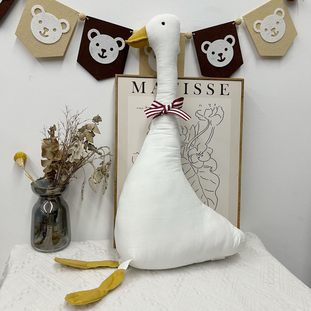 Handmade Organic Cotton Long-Leg Bunny Plush with Embroidered Overalls
