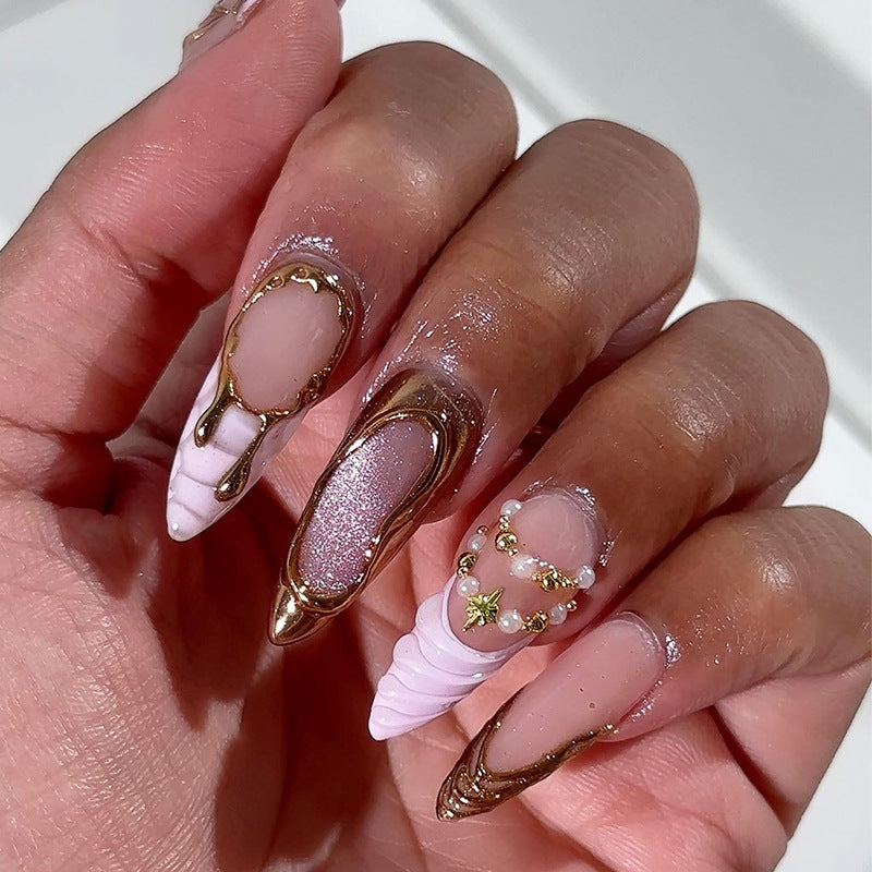 Luxury Press-On Nail Set with Gold Accents Kalsten