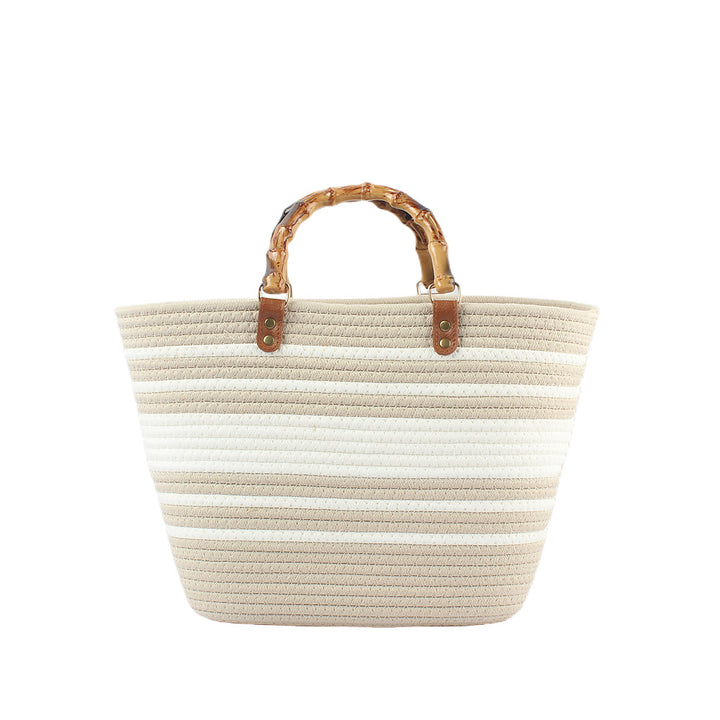 Stylish beach bag with bamboo handles Kalsten