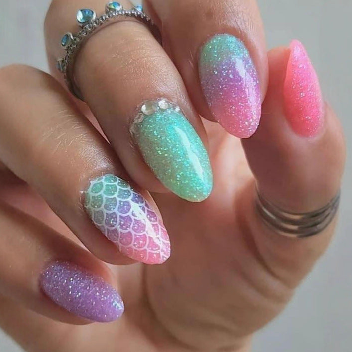 Sparkling Art Nails in Mermaid Design Kalsten