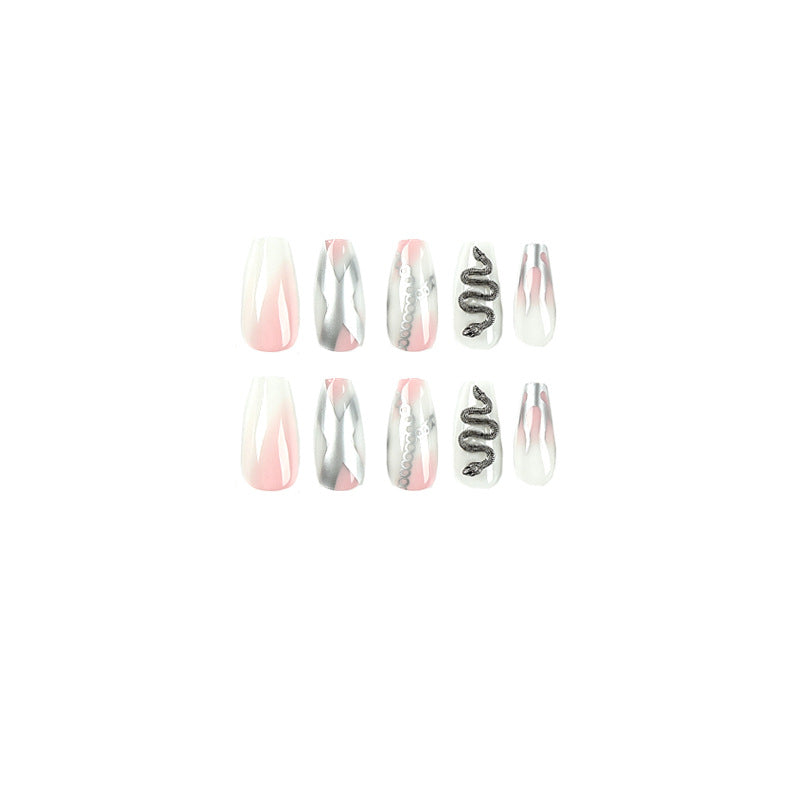 Artistic Nail Extensions with Snake Design Kalsten