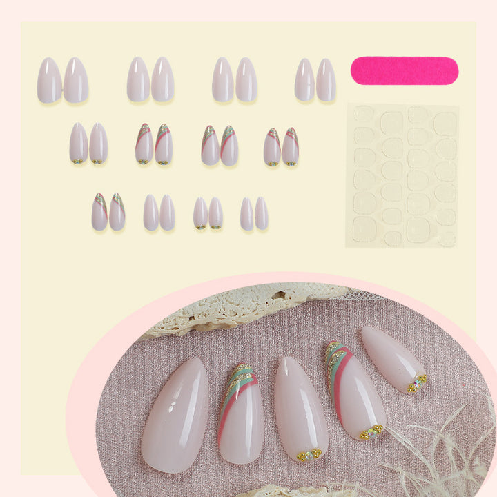 Elegant Press-On Nail Set with Floral Design Kalsten