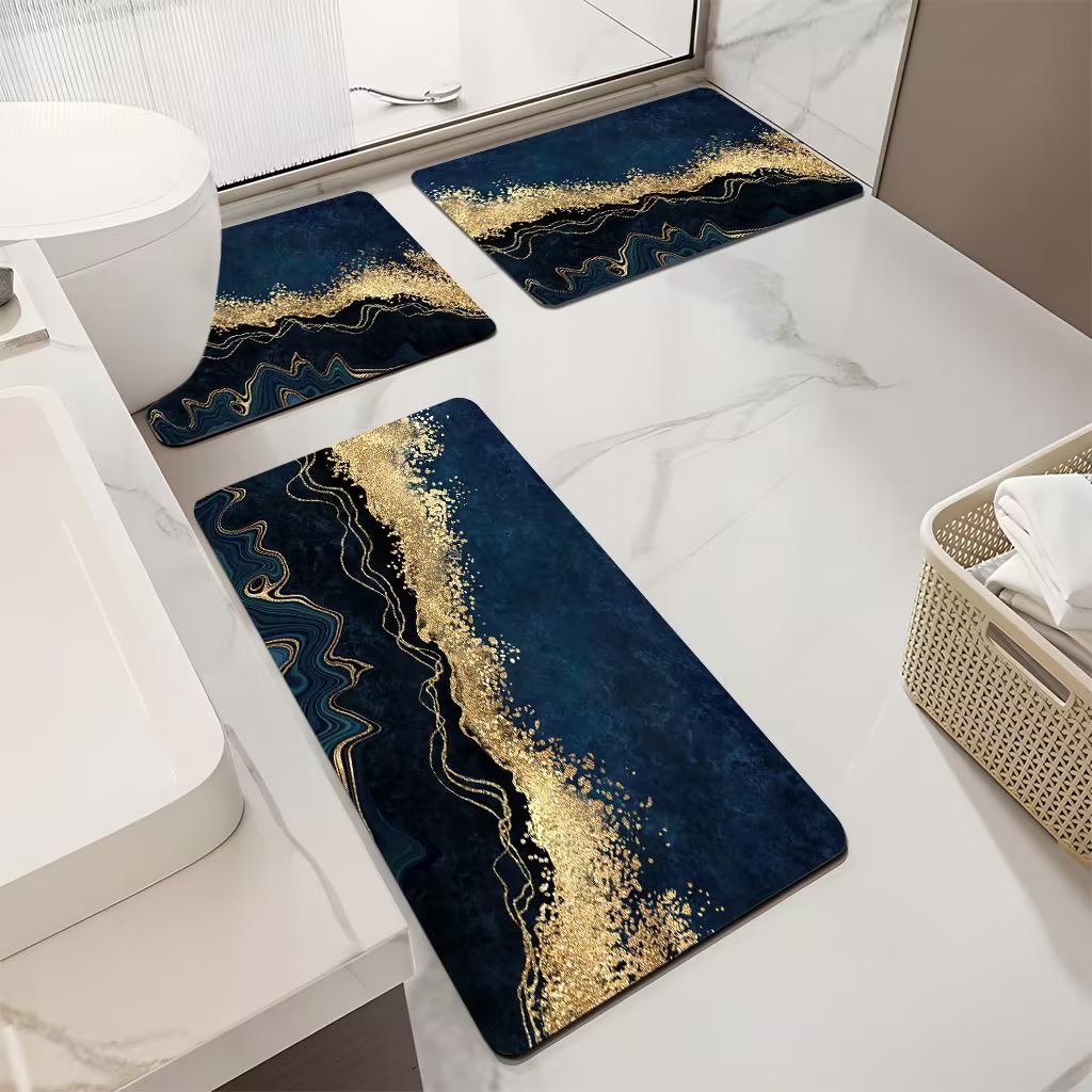 Luxurious Marble Pattern Bath Mat Set Kalsten