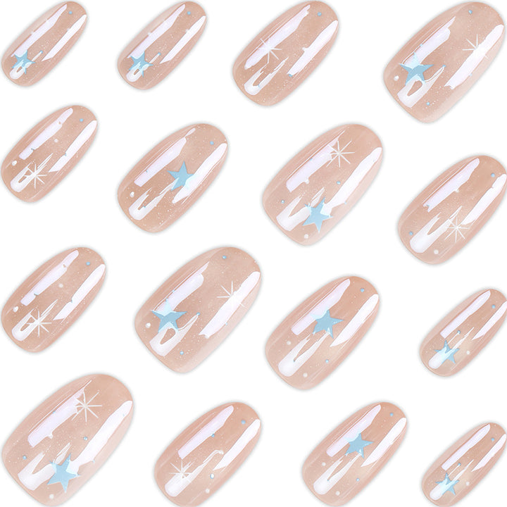 Artistic Press-On Nail Set with Star and Glitter Accents Kalsten 1789389319