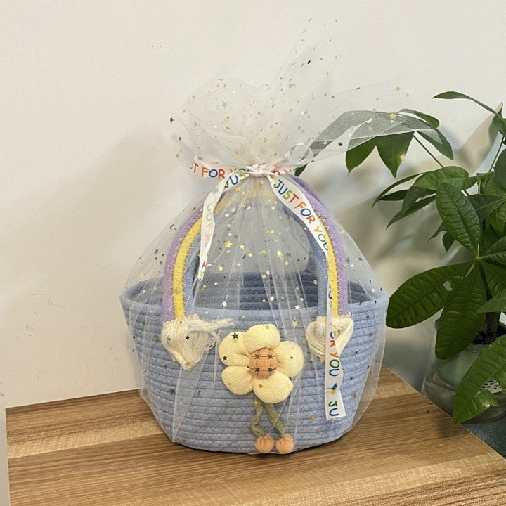 Women's handmade basket bag with color-coordinated handle accents Kalsten