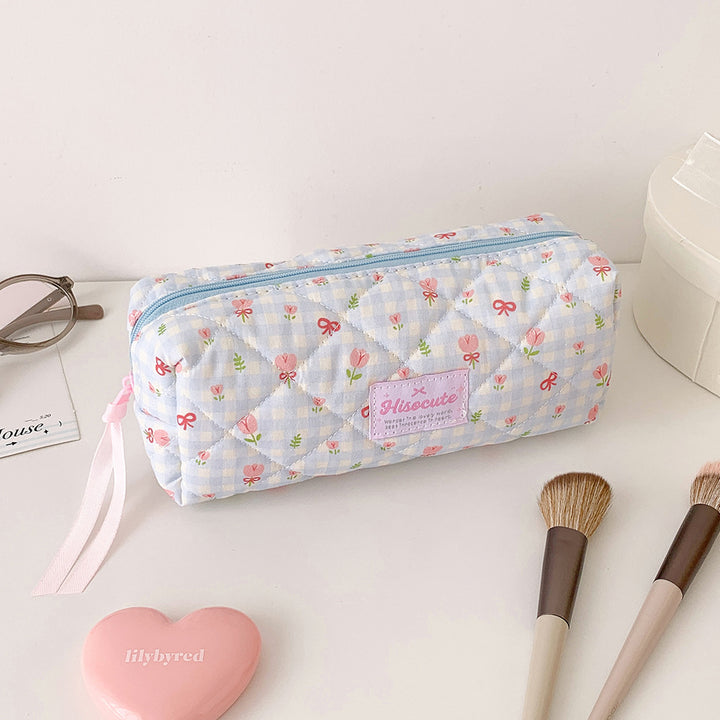Quilted Floral Pattern Pencil Case