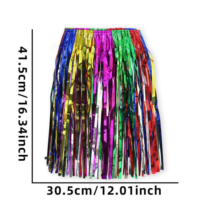 Women's nan metallic foil fringe hula skirt with elastic waistband party costume Kalsten