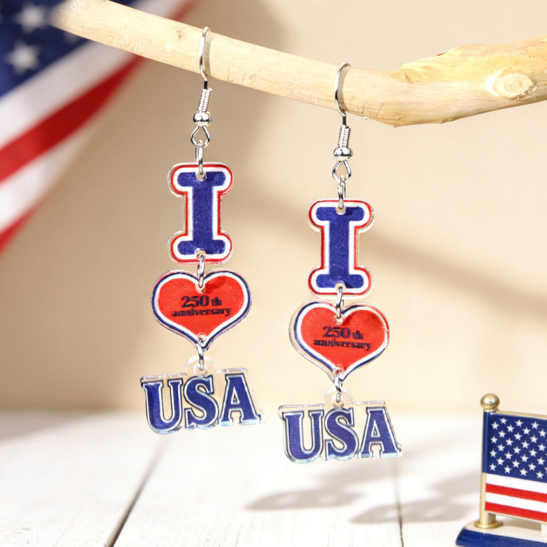 Women's eye-catching statement earrings made of acrylic with patriotic bow pendant Kalsten