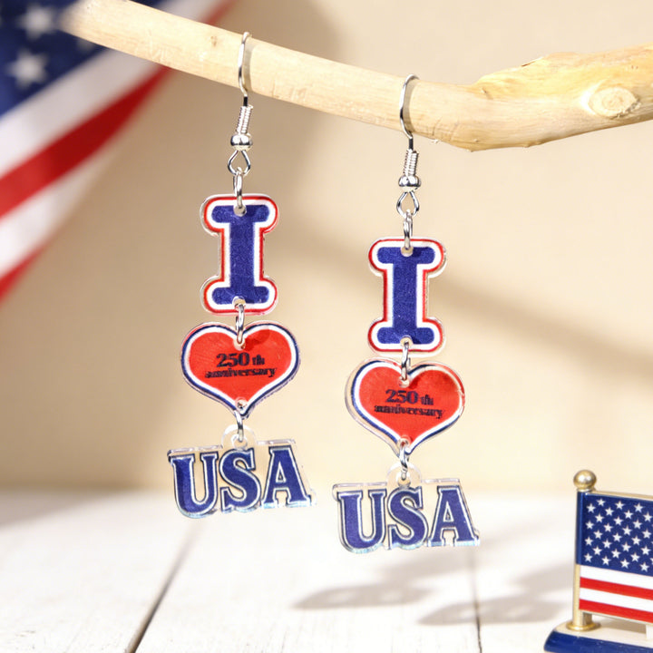 Women's eye-catching statement earrings made of acrylic with patriotic bow pendant Kalsten