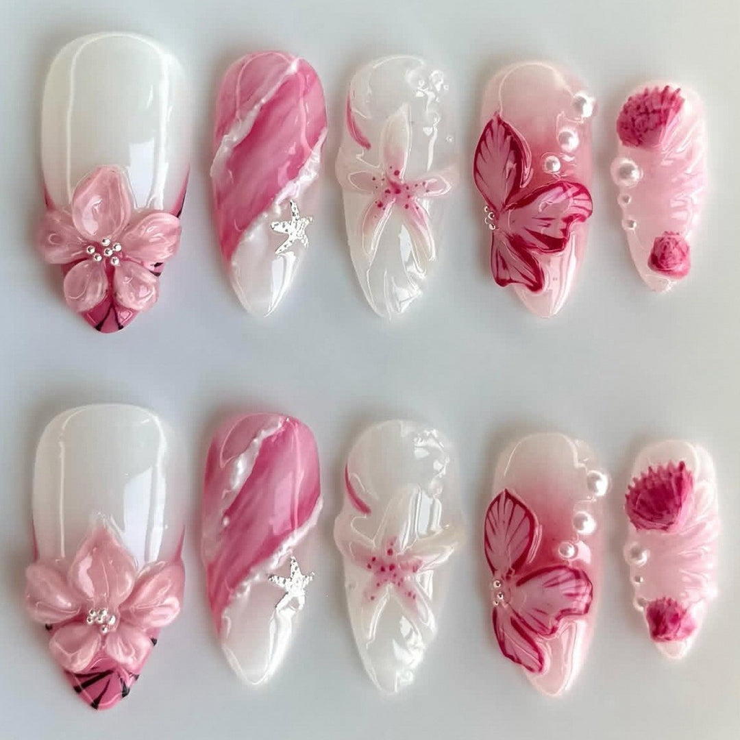Elegant Floral Accented Press-On Nail Set Kalsten