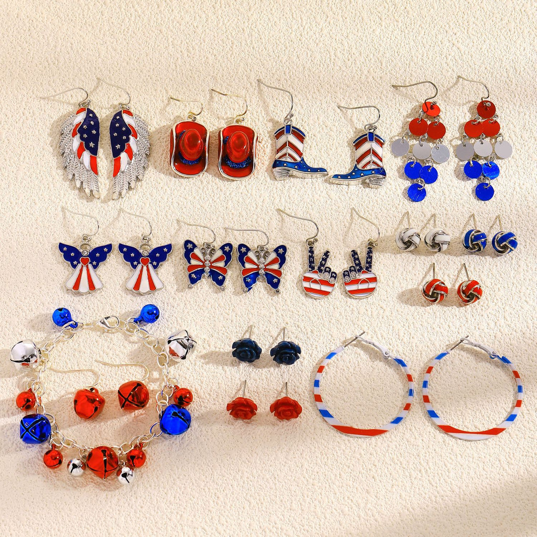 Women's nan patriotic novelty dangle hook earrings with laser-printed wooden fireworks charm Kalsten