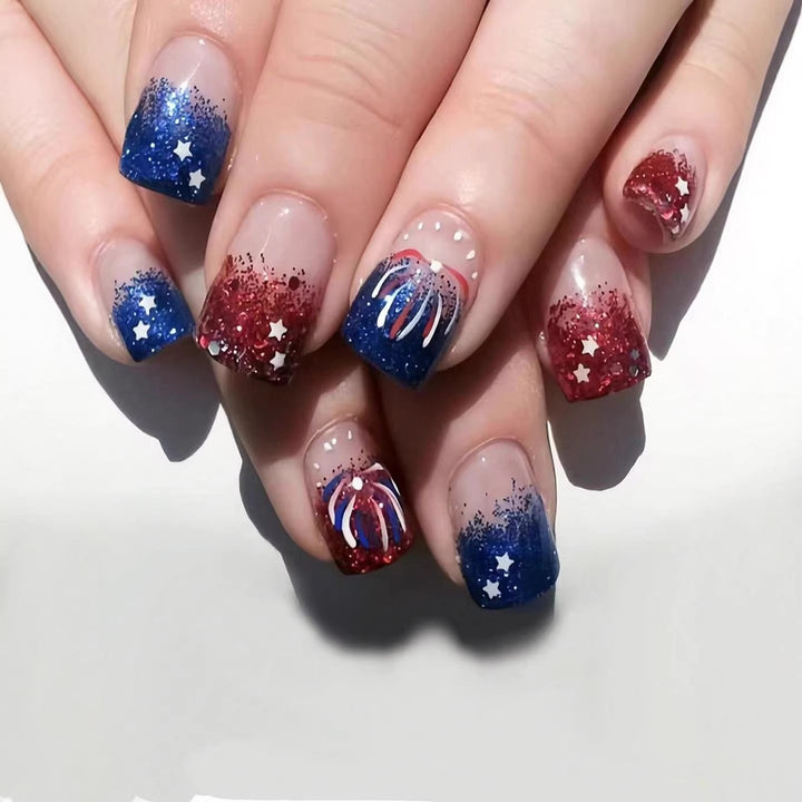 Patriotic Gel Nail Art Extensions Kalsten