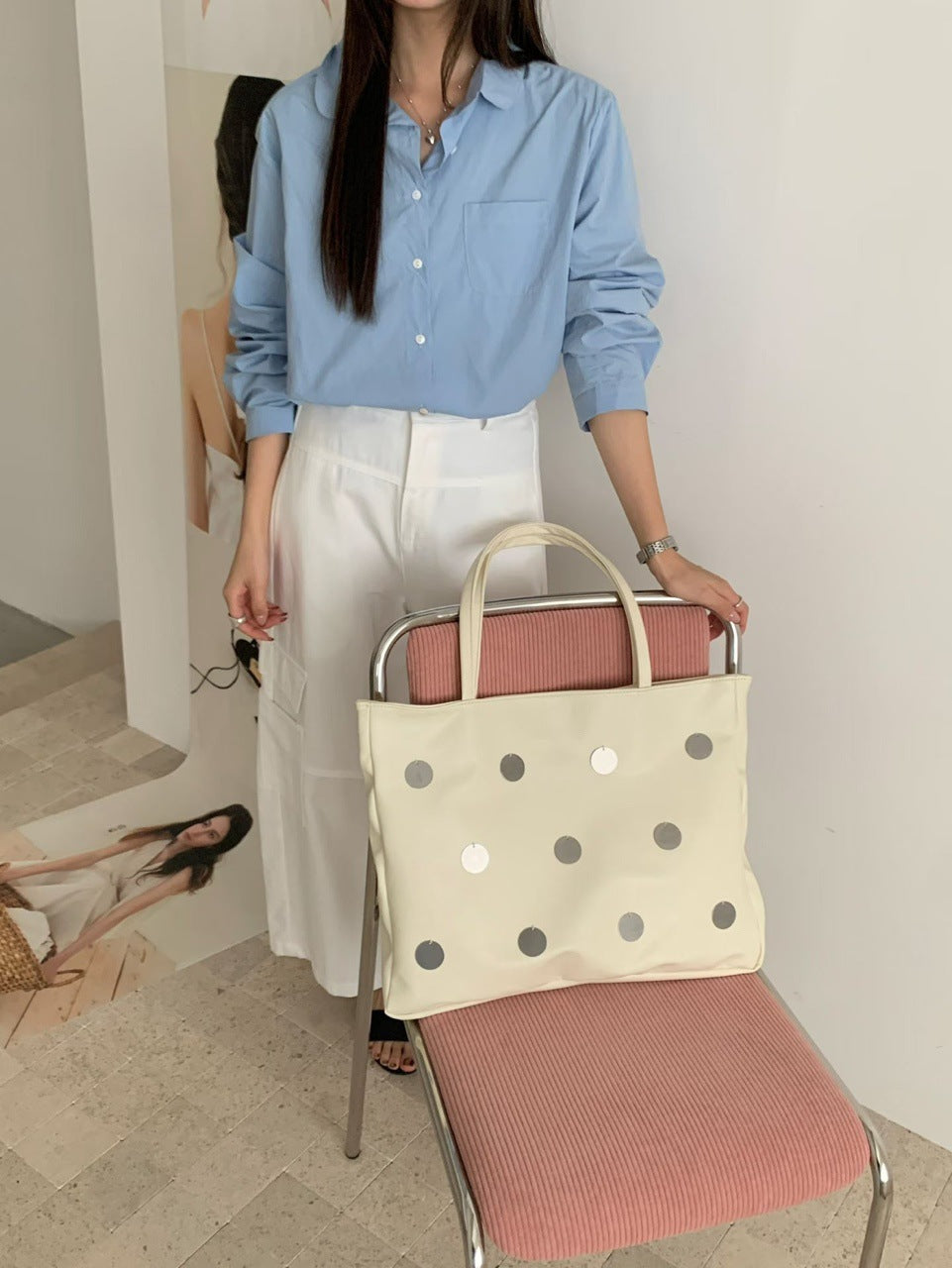 Decorative Polka Dot Tote Bag