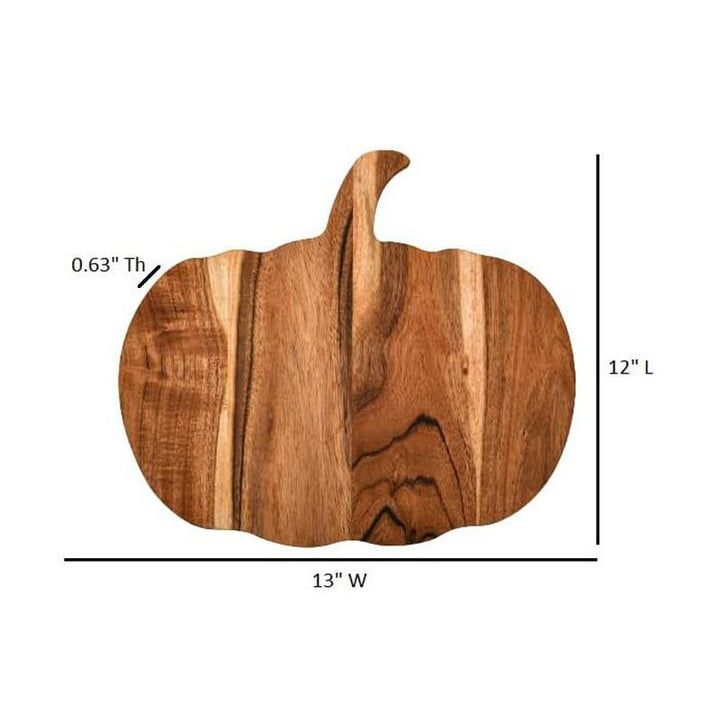 Wood cutting board in pumpkin silhouette made of acacia wood with ergonomic handle