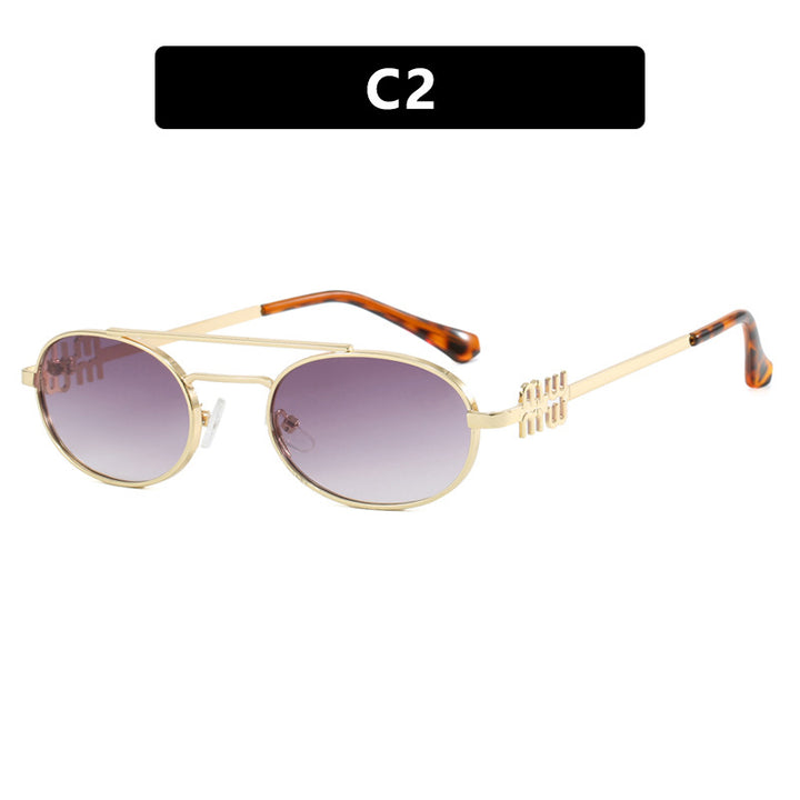 Women's elegant oval sunglasses with luxurious metal frame Kalsten