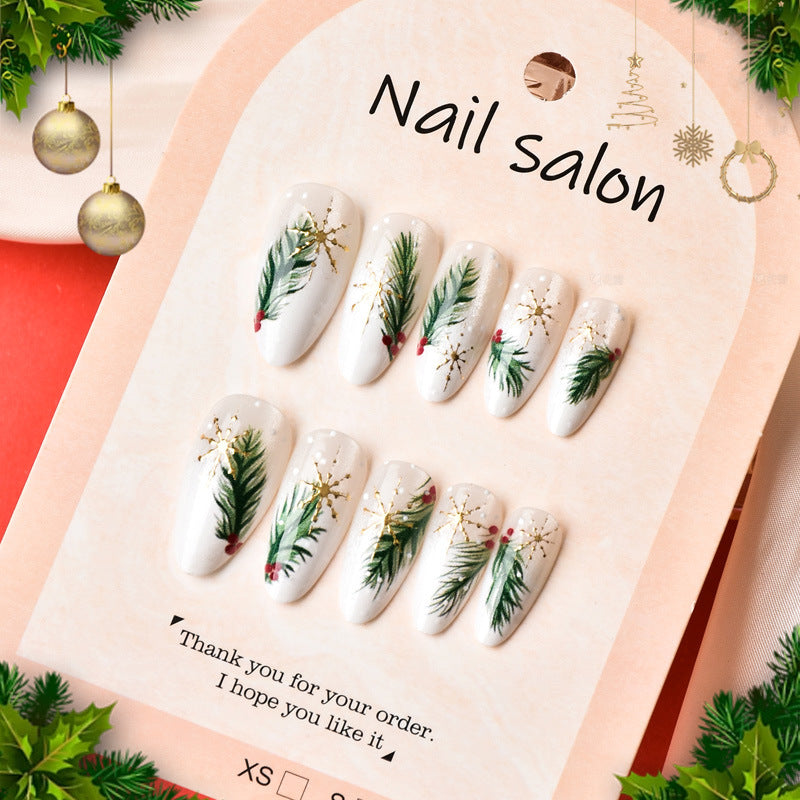 Festive Botanical Press-On Nail Art