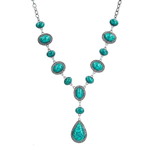 Vintage-Inspired Stone Pendant Necklace Kalsten