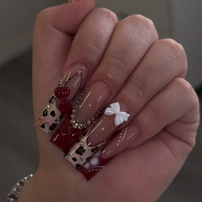 Artificial nail set with elegant flower and glitter effects Kalsten