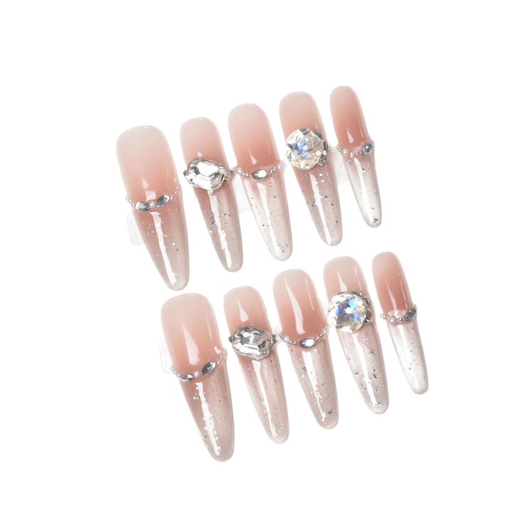 Artistic Stiletto Press-On Nail Art with Glimmering Accents Kalsten