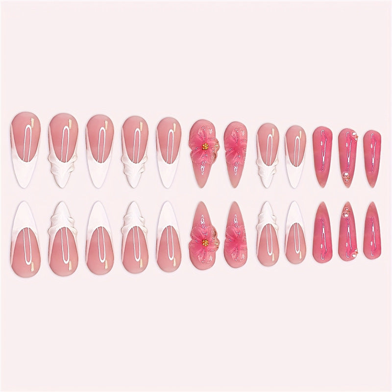 Floral 3D Press-On Nail Art Kalsten