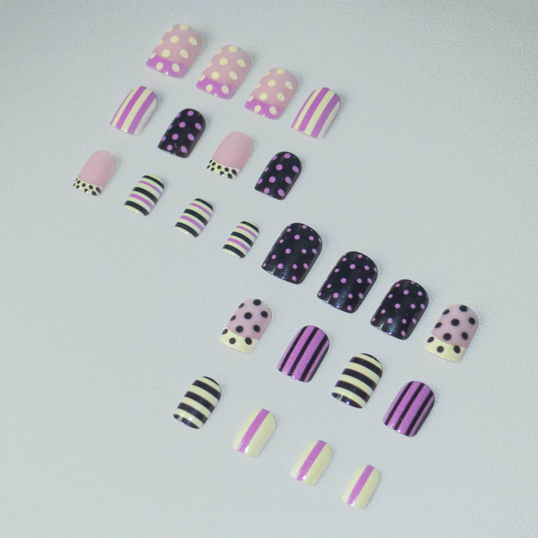 Artistic Striped and Polka Dot Nail Art Kit