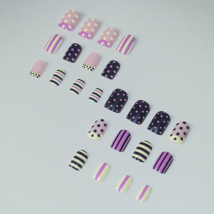 Artistic Striped and Polka Dot Nail Art Kit