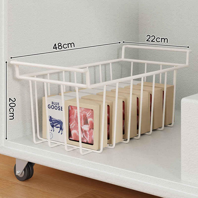 Slide-Out Wire Freezer & Fridge Food Storage Basket with Raised Handle and Ventilated Base