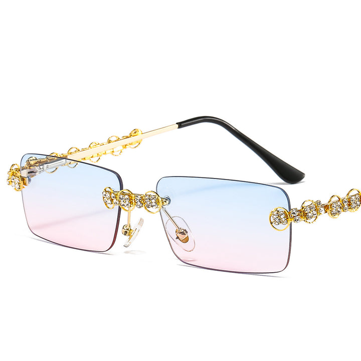 Women's designer sunglasses with sparkling frame and rectangular lenses Kalsten
