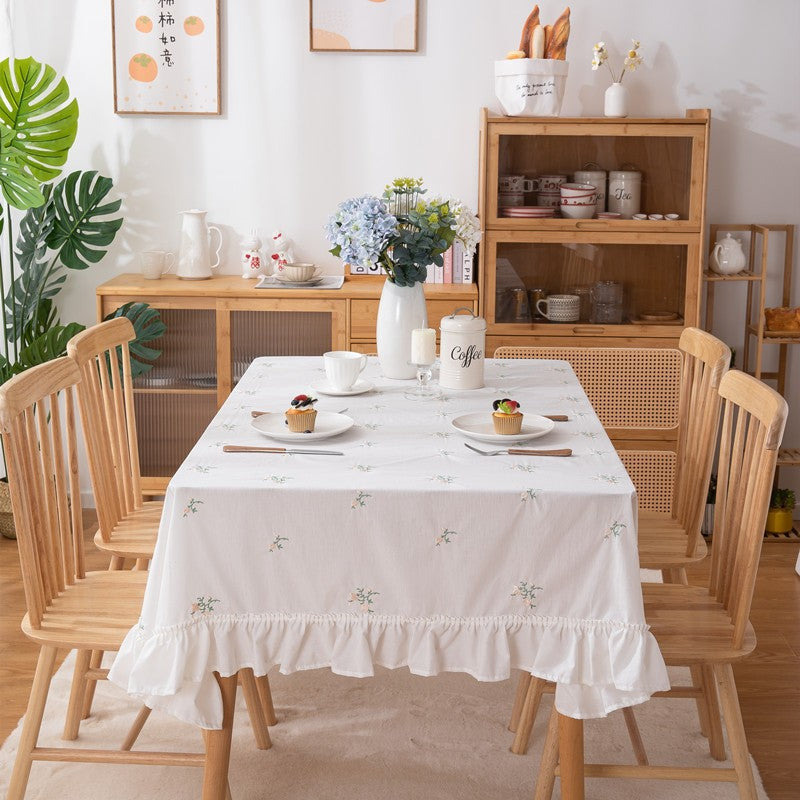 Elegant Floral Embroidered Tablecloth