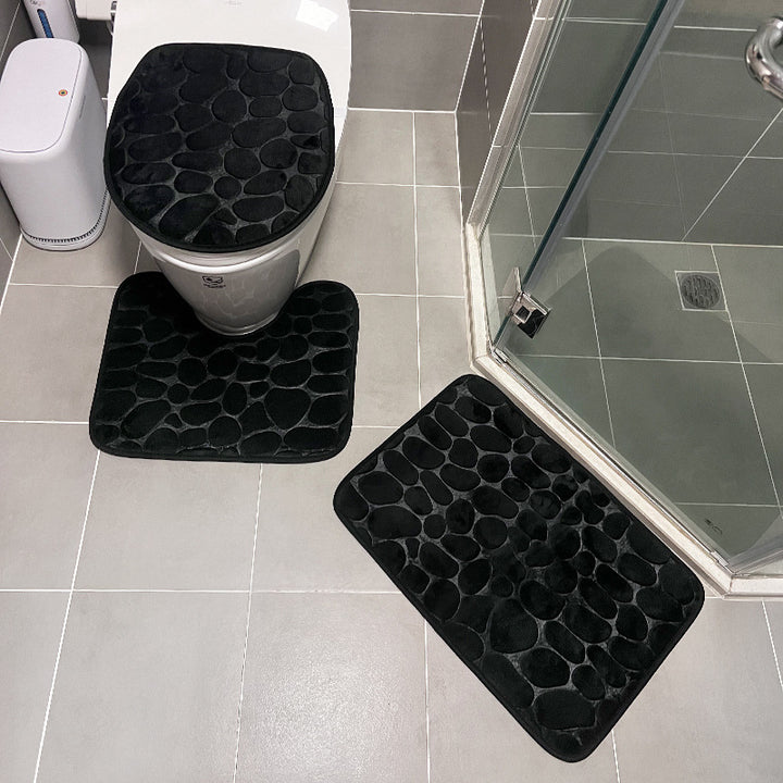 Stone Patterned Bathroom Mat Set