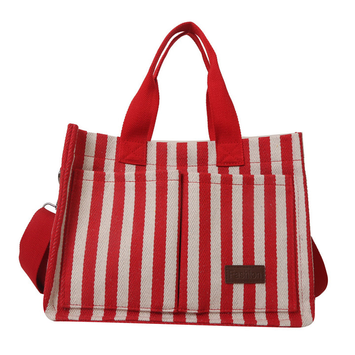 Stylish Striped Canvas Tote Bag