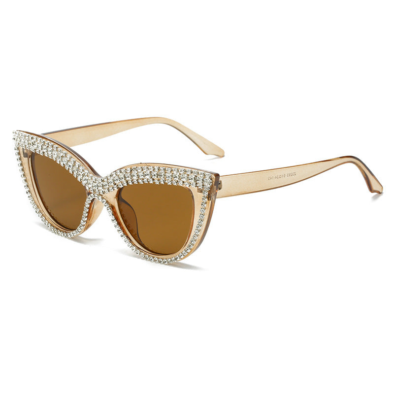 Glamorous Rhinestone-Embellished Shield Sunglasses Kalsten