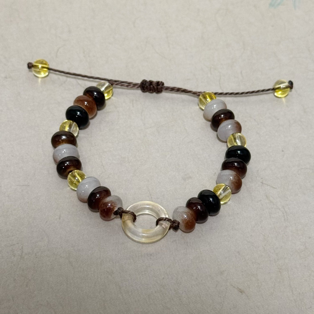Adjustable Gemstone and Glass Bead Bracelet Kalsten