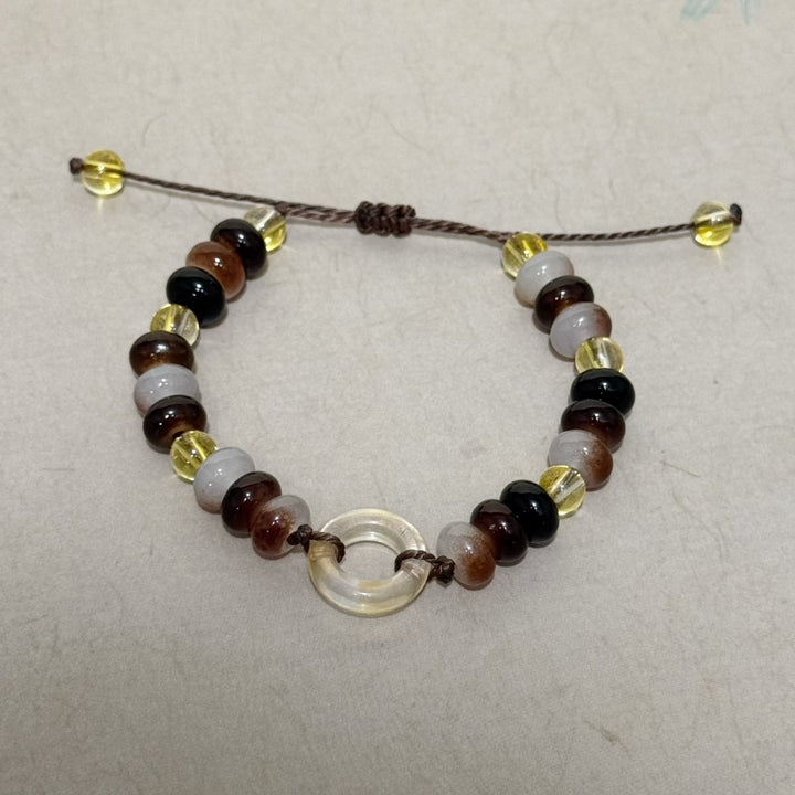 Adjustable Gemstone and Glass Bead Bracelet Kalsten