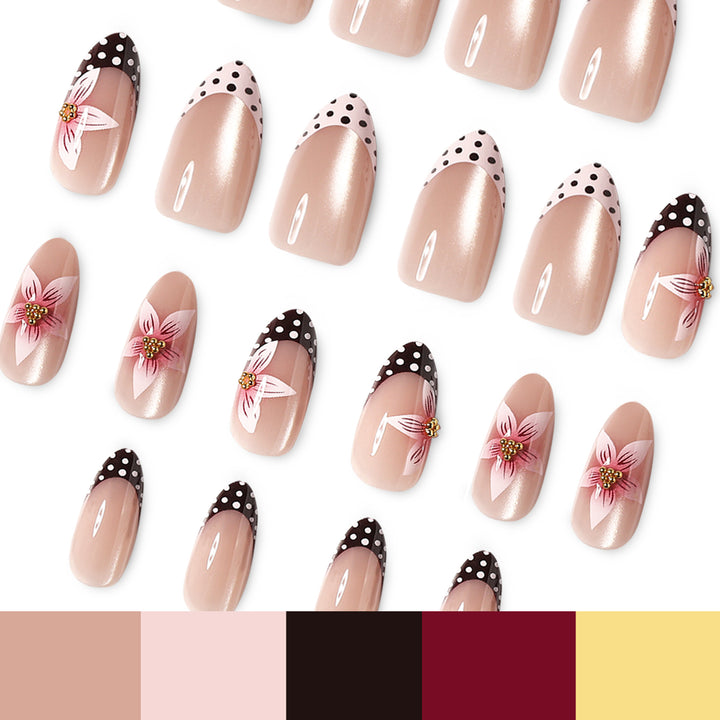 Artful Nail Extensions with Flower and Dot Design Kalsten