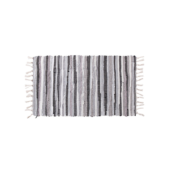 Handwoven cotton runner with colorful stripes and fringes Kalsten