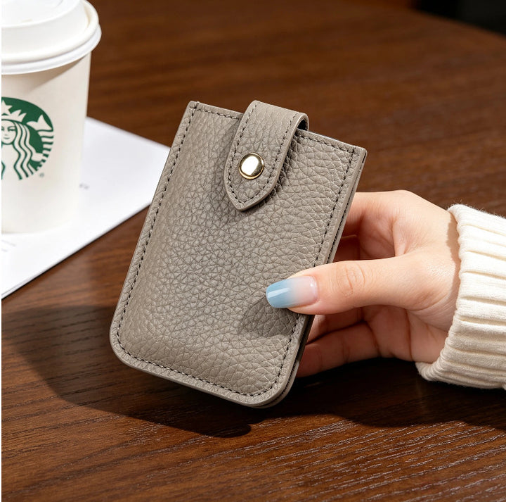 Textured Leather Cardholder with Snap Closure Kalsten