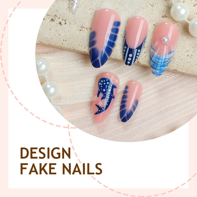 Creative nail art set with a maritime design and elegant accents Kalsten