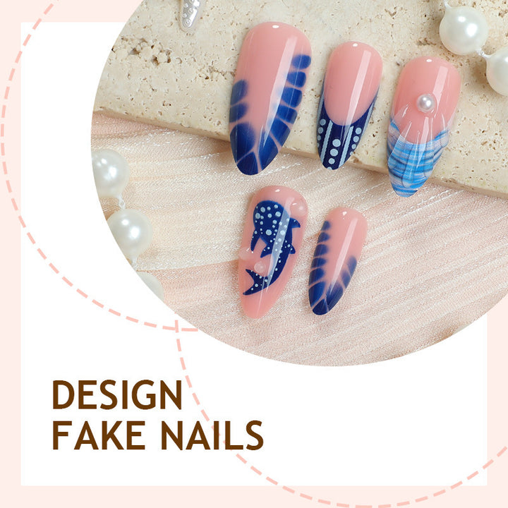 Creative nail art set with a maritime design and elegant accents Kalsten