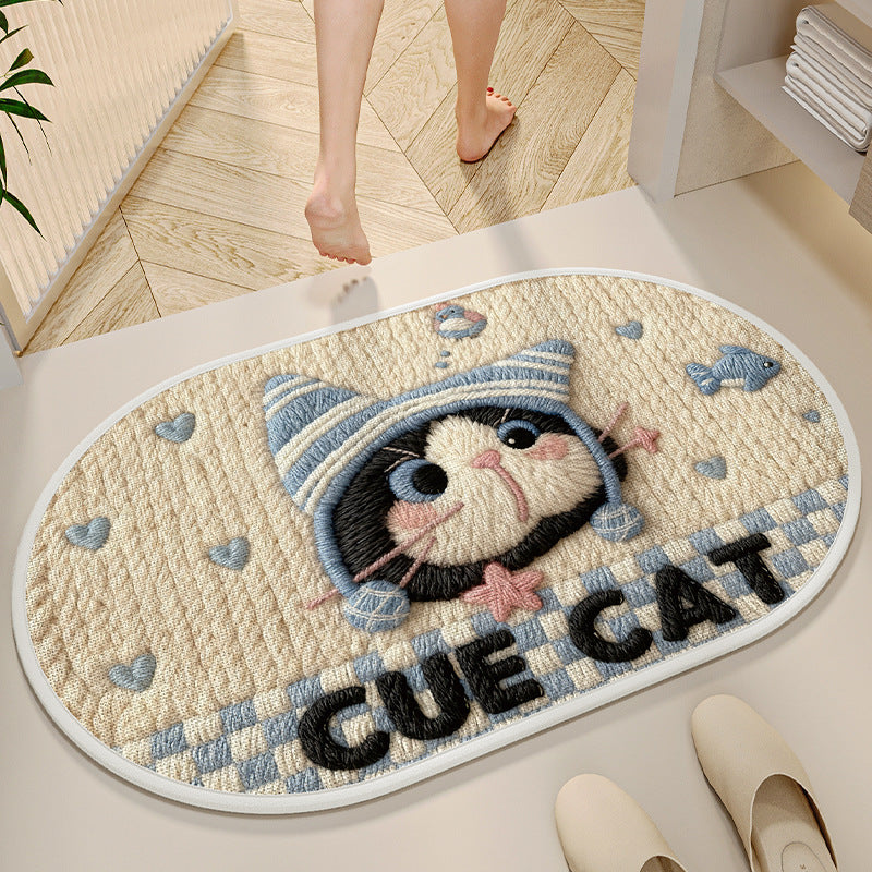 Decorative Cat-Themed Bath Mat Kalsten
