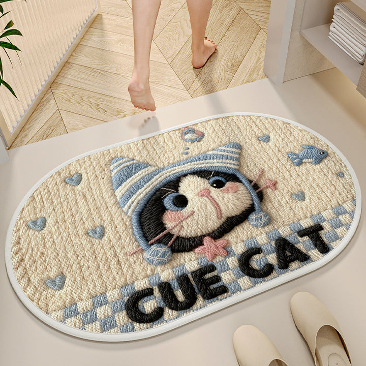 Decorative Cat-Themed Bath Mat Kalsten