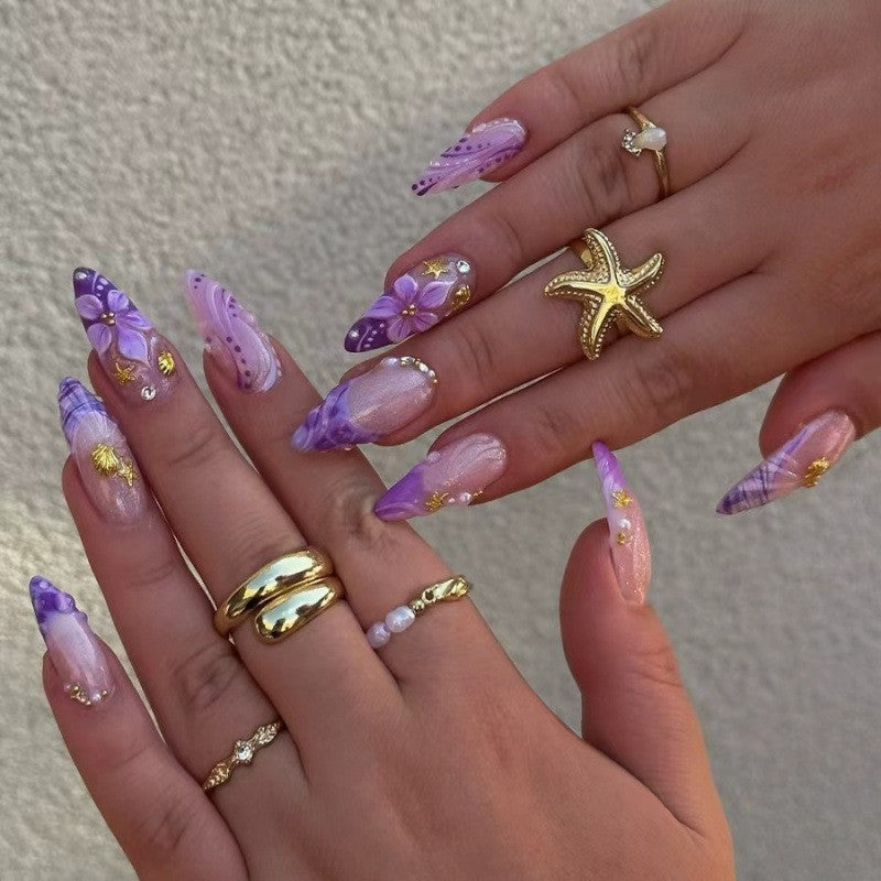 Artistic Floral Press-On Nail Set Kalsten