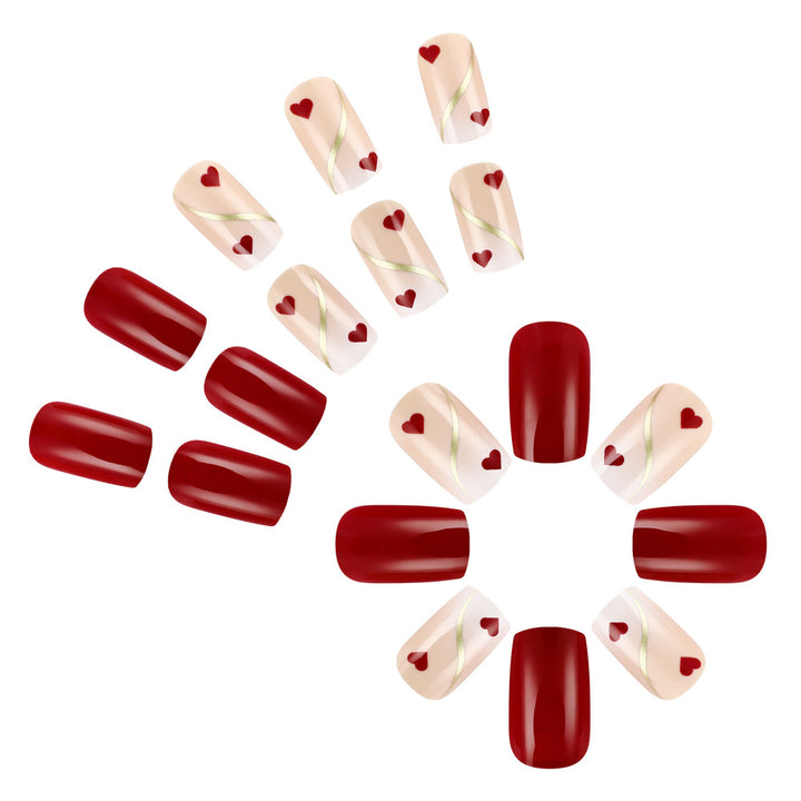 Romantic Heart-Embellished Nail Art Set Kalsten