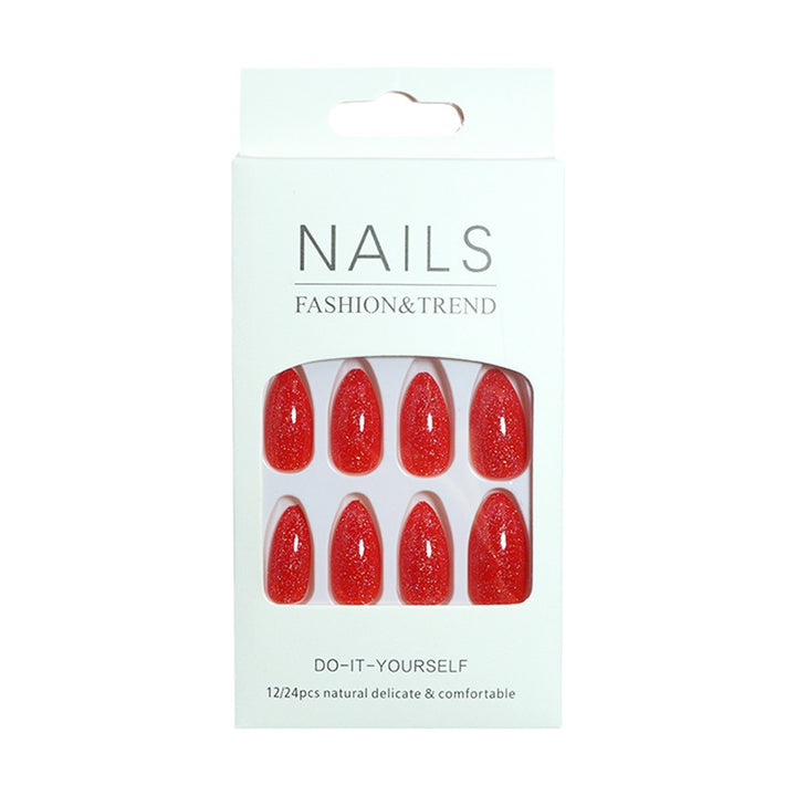 Glossy Glitter Almond-Shaped Press-On Nails Kalsten
