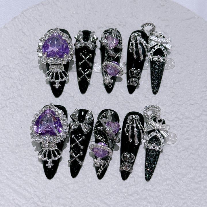 Gothic-Inspired Rhinestone Nail Art Set