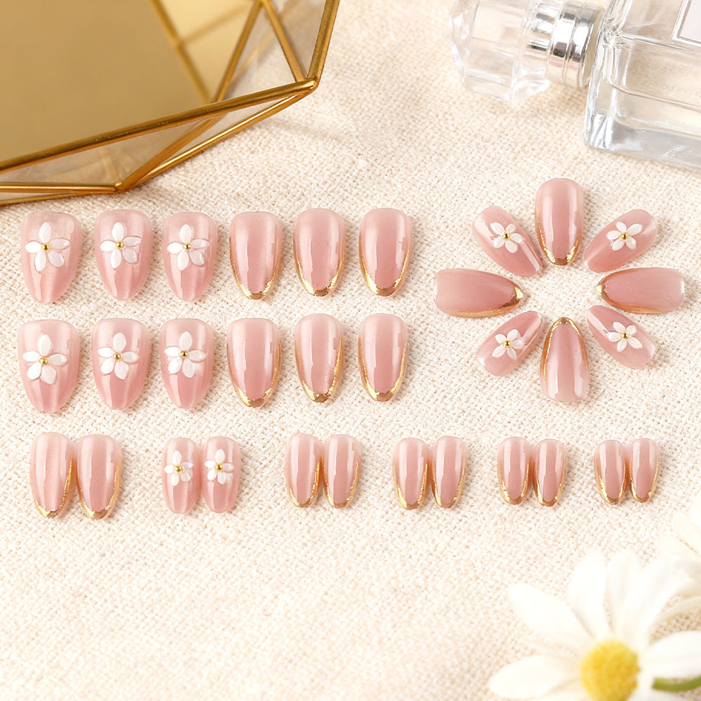 Floral Embellished Gel Nail Art Kalsten