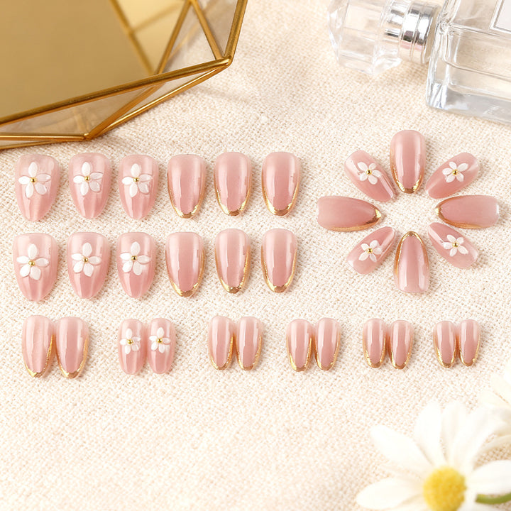 Floral Embellished Gel Nail Art Kalsten