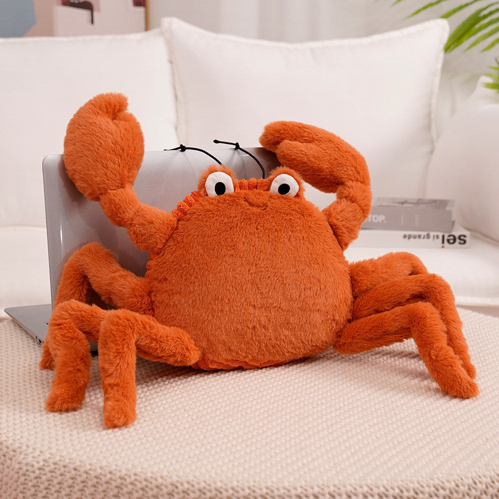 Plush Crab Crossbody Bag with Soft Faux Fur and Adjustable Drawstring Strap Kalsten