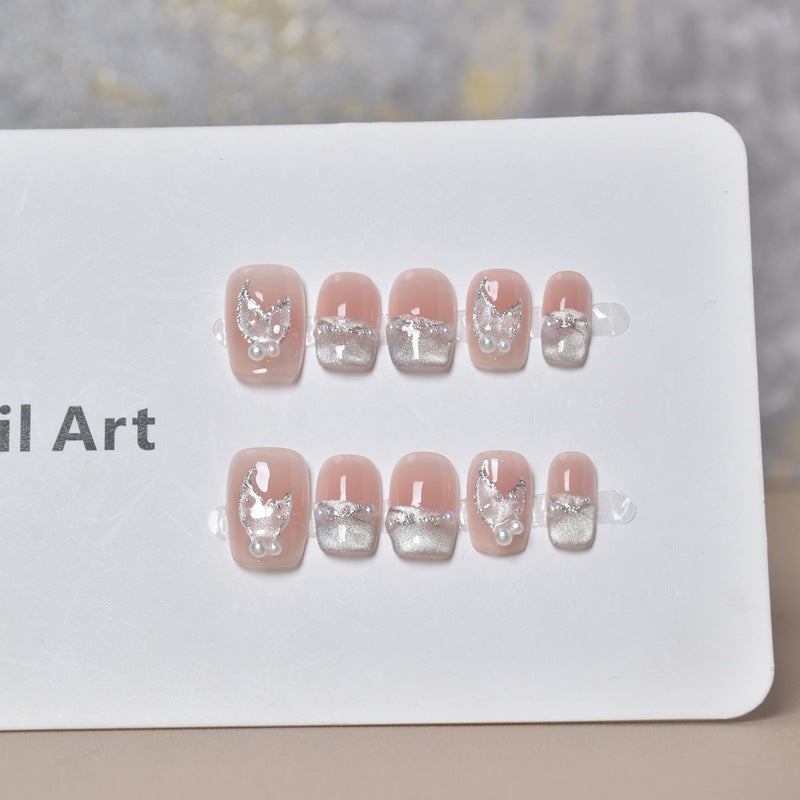 Elegant Crystal-Embellished Nail Extensions Kalsten