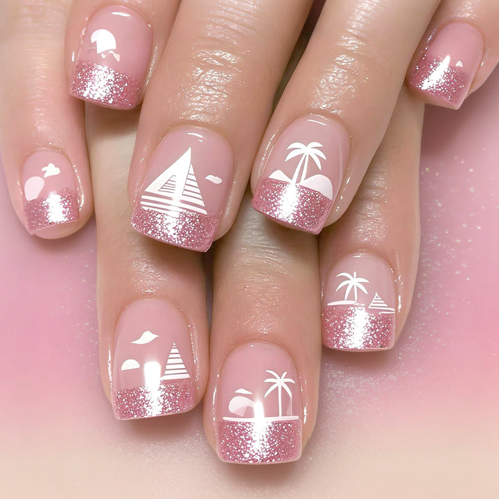 Tropical Beach-Themed Nail Art Design Kalsten